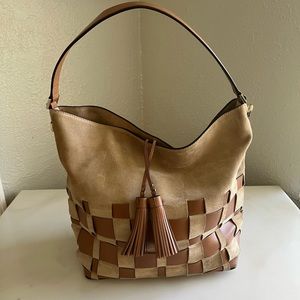 MK Real Suede, leather woven shoulder bag